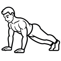 Muscular man doing pushups in a plank position fitness exercise