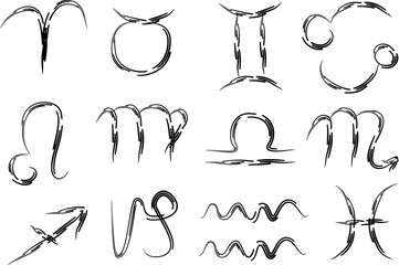 black strokes abstract freehand colorful astrological signs