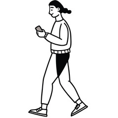 Person holding a phone while walking technology communication