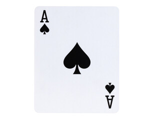 Ace of Spades Playing Card, Front View, Centered and Flat, Transparent Background