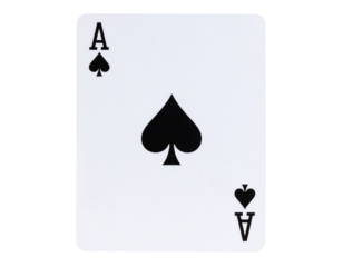 Ace of Spades Playing Card, Front View, Centered and Flat, Transparent Background