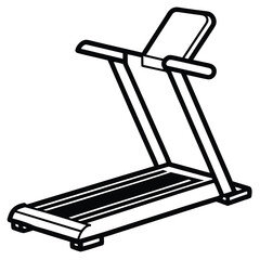 Treadmill exercise machine with black and white outline fitness workout