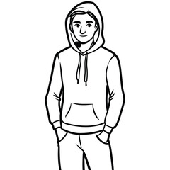 Young man wearing a hooded sweatshirt and pants casual wear standing