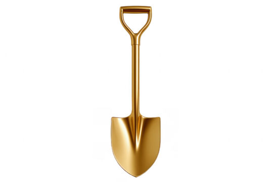 Luxurious Golden Shovel Symbolizing Wealth, Success, and Grand Openings in Business and Construction