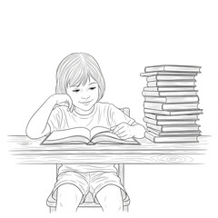 Black and white vector line drawing of a school 