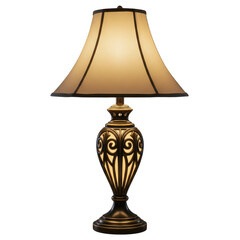 Elegant table lamp with intricate design illuminating a cozy indoor space, creating warmth