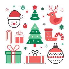 Christmas icons collection isolated on white background