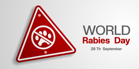 World Rabies Day. Sign. Suitable for posters, banners and social media. White background.