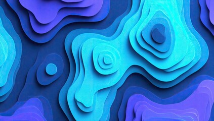 Obraz premium Abstract layered shapes in vibrant blue and purple tones