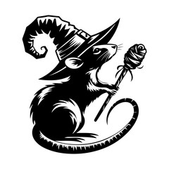 black and white rat vector design