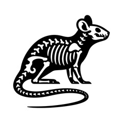 Halloween skeleton rat vector with white background.