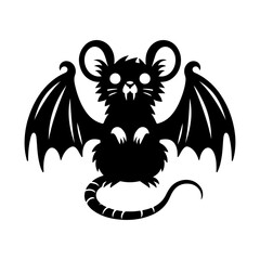 Cute Halloween rat on bat wings . halloween design. 
