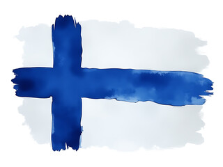 flag of Finland with watercolor. water color flag. watercolor painting. national flag painting