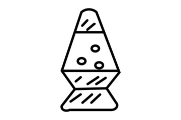 The image is a cartoon-style illustration of a lava lamp. The design is simple and graphic, with a thick black outline defining its iconic shape.