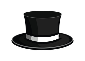 Vintage top hat vector illustration, black elegant hat for gentleman and magician style
