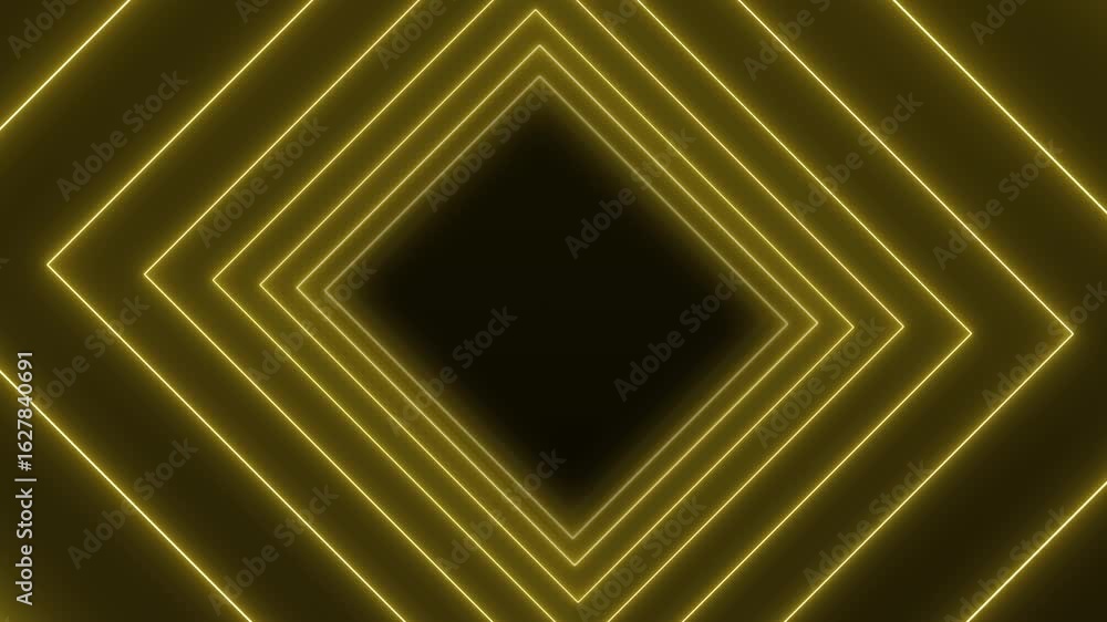Poster video animation of abstract glowing motion design with yellow neon cubes - abstract background - sea
