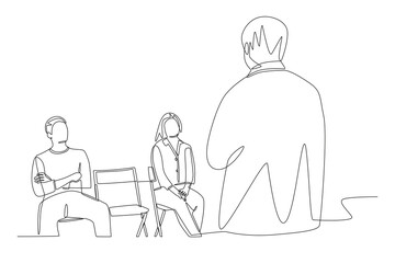 Student listening to lectures concept one-line drawing