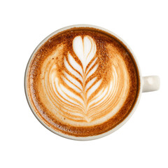 Top view of cappuccino latte art coffee cup drink beverage cafe espresso caffeine delicious tasty...