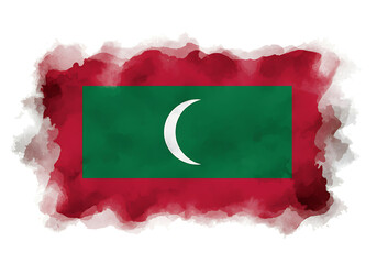 flag of Maldives with watercolor. water color flag. watercolor painting. national flag painting