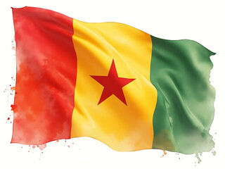 flag of Mali with watercolor. water color flag. watercolor painting. national flag painting