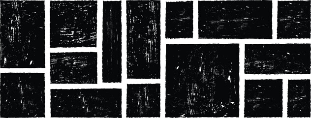 Set of grunge jagged rectangle shape. Vintage grunge boxes for collage, text, banner, sticker, poster design. paint brush grunge border frame. black grunge rectangle on a tranparent background. eps 10