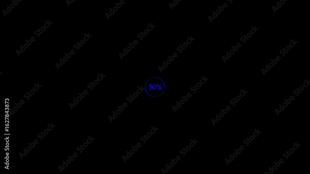 Poster loading glowing blue color circle border frame rectangle rotation icon animation. circle arrow rotat