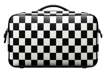 Black and White Checkered Briefcase on Transparent Background, Classic Business Asset for Web Design