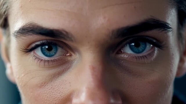 Close-up of striking blue eyes
