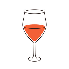 Wineglass filled with red wine. Glass stemware, alcohol drink. Alcoholic beverage in goblet vessel. Holiday party drinkware, bar for toast. Flat vector illustration isolated on white background