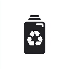Obraz premium Recycling container icon, depicting a dark silhouette of a bottle with a recycling symbol