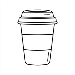 Simple line drawing of a disposable coffee cup with lid