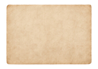 A textured, aged parchment paper sheet with slightly worn edges on transparent background.