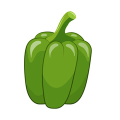 Stylized green paprika with outline. Template for design of stickers, clothes and souvenirs. Isolated on white background. Hand drawn.
