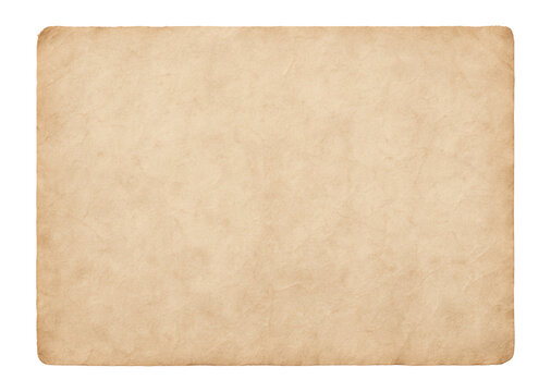 A textured, aged parchment paper sheet with slightly worn edges on transparent background.