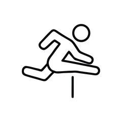 Line Art Illustration of a Person Leaping Over a Hurdle Symbolizing Overcoming Challenges and Achieving Goals with Determination and Perseverance