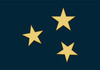 Tres estrellas amarillas en fondo azul oscuro