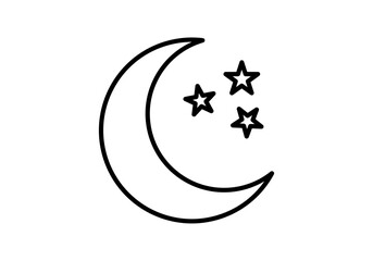 Icono negro de media luna con estrella