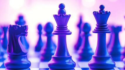 Purple chess pieces strategy game visual