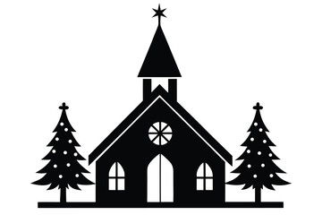 christmas church vector icon