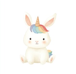 Obraz premium Cute Rainbow Unicorn Bunny