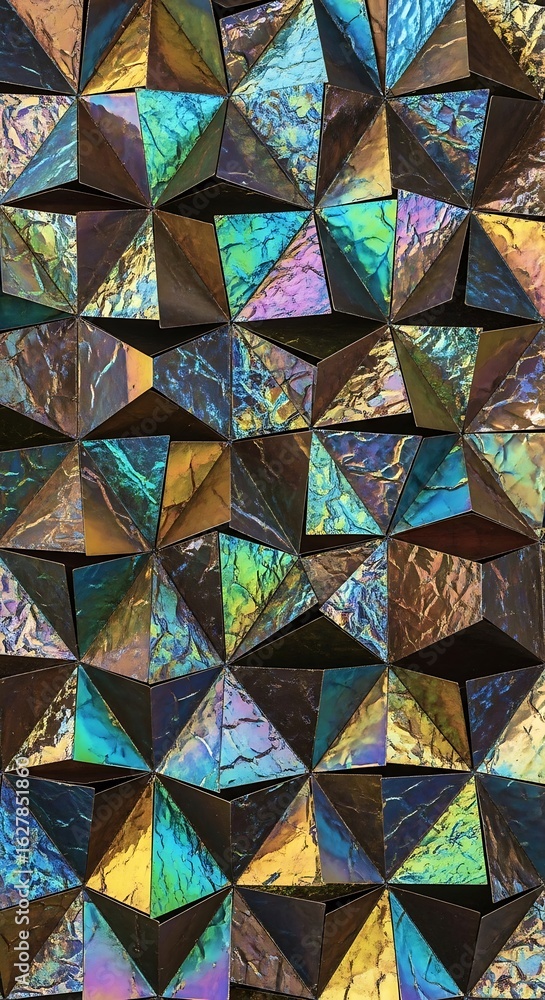Poster refractive geometry: iridescent tessellations creating a captivating visual spectacle