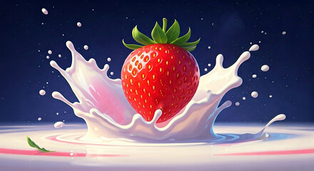  Bouncing Strawberries in Milk Splash