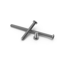 Metal Threaded Bolts Isolated on Transparent Background