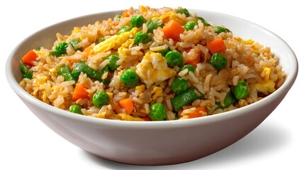 Fried rice with mixed vegetables on a plate.