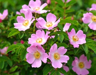 Fototapeta premium Close-up of vibrant pink dog roses