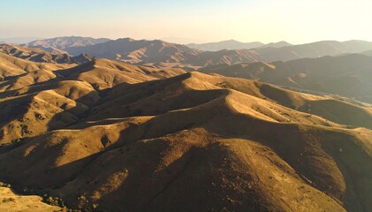 Rolling Hills Landscape at Golden Hour with Soft Light