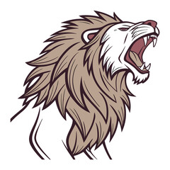 Fototapeta premium Majestic roaring lion illustration with fierce expression and flowing mane isolated on white background