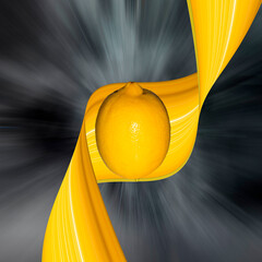 limón amarillo con fondo gris creando un efecto túnel