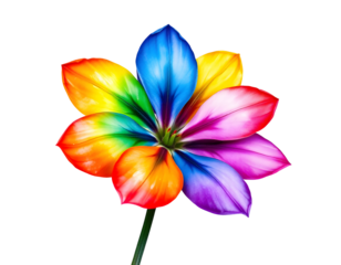 Vibrant Rainbow Flower with Transparent Background