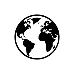 Simple black silhouette of planet earth globe